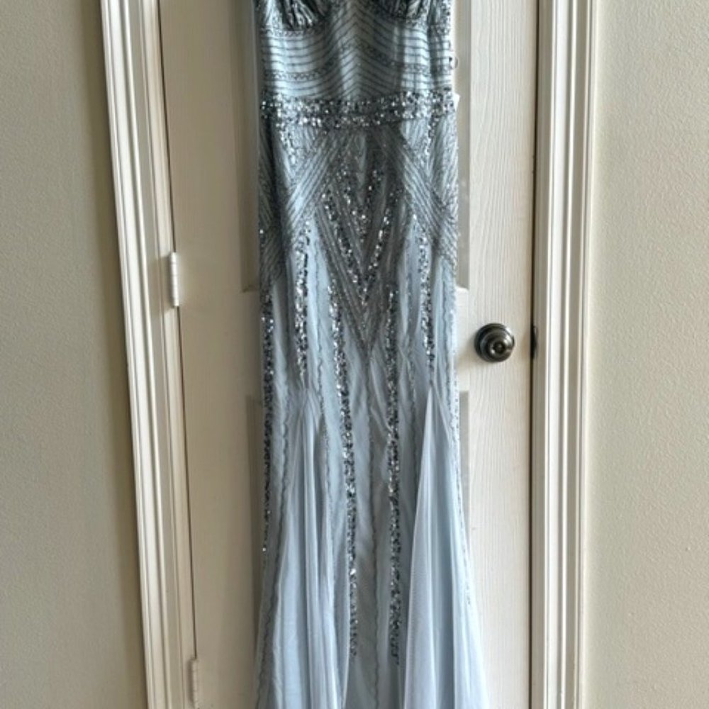 Beautiful Beaded Formal Gown - Gray and Silver